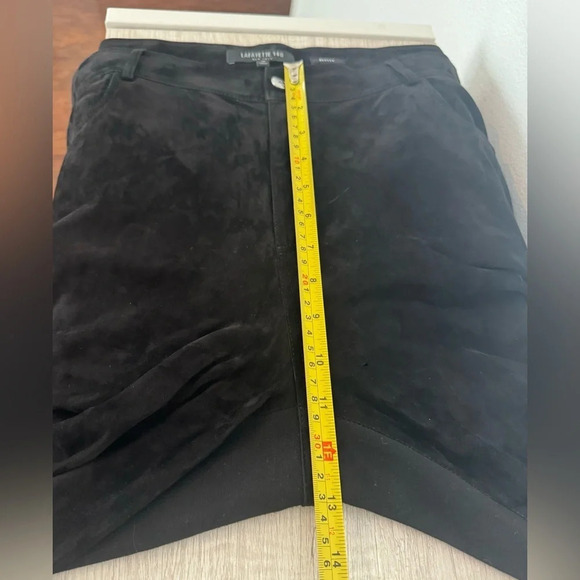 LAFAYETTE 148 Mercer Suede Leather Front Skinny Pants Black Rock Fall Chic 12 - Picture 5 of 10
